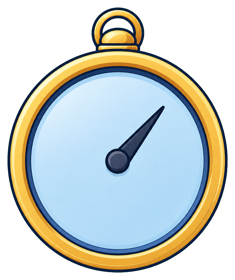 Round blue barometer gauge icon with a gold rim and needle