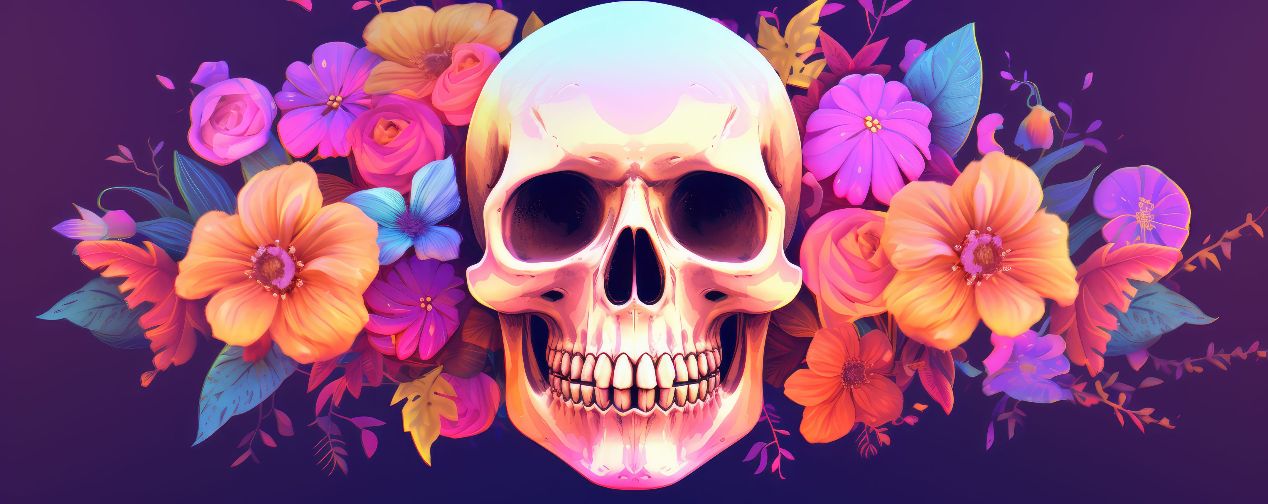 Preview for Skull-with-floral-wreath-spooky-halloween-background-dec5d