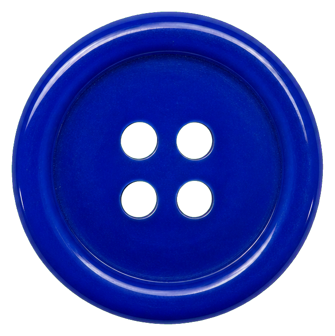 Glossy cobalt blue enamel button with four holes