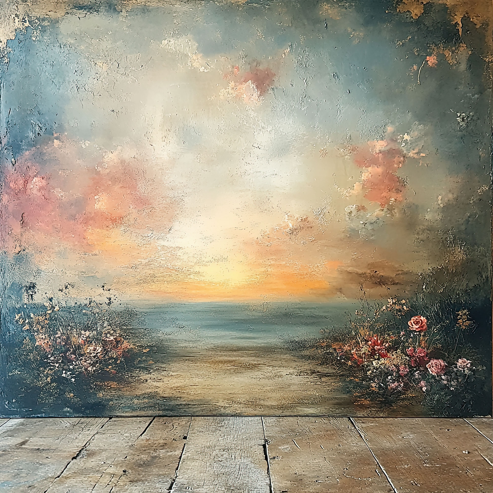 Preview for Serene-beach-path-sunset-painting-simple-backdrop-background-c774a