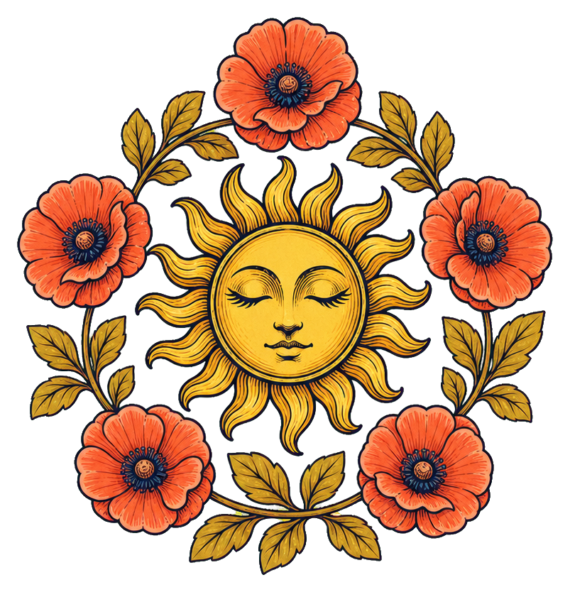 Preview for Poppy Wreath Sun Sticker