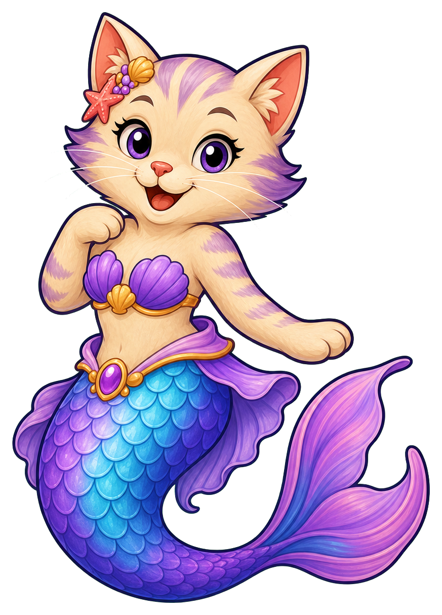 Preview for Mermaid Cat Sticker For Cute Designs