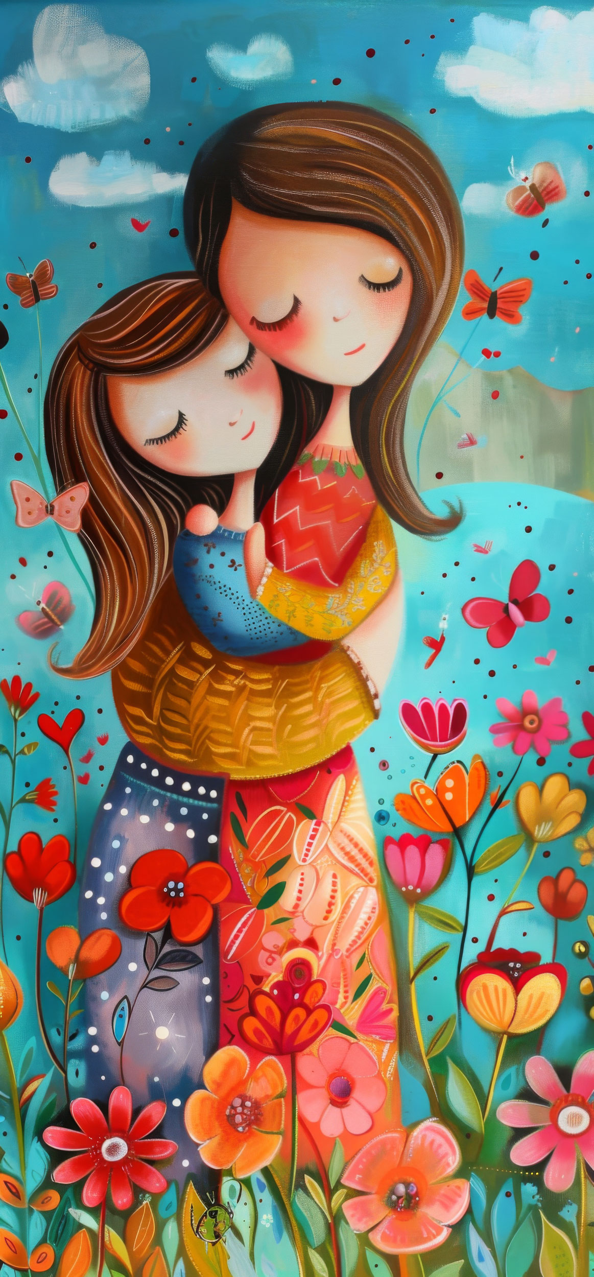 Preview for Mother-child-floral-embrace-mothers-day-background-c2042