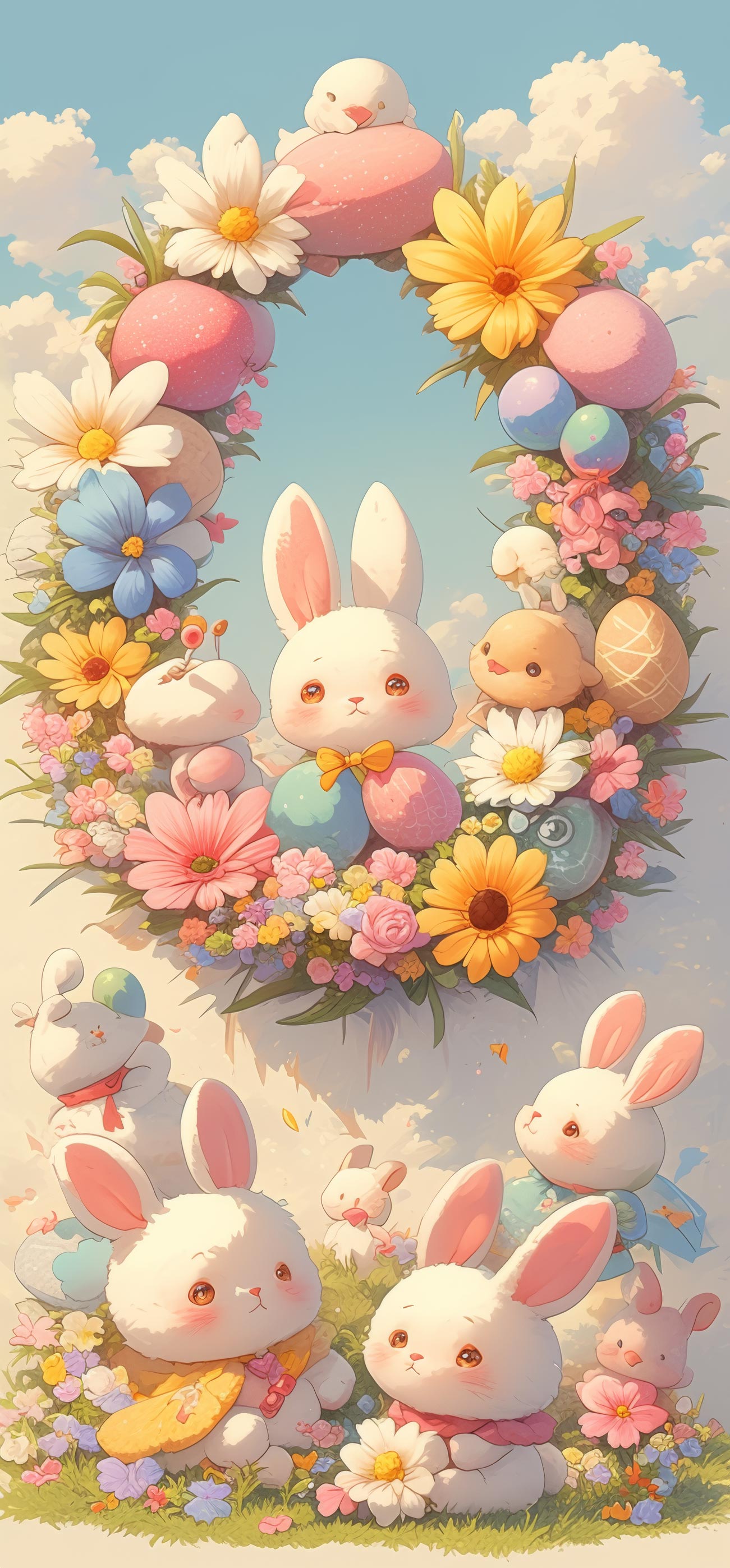 Preview for Easter-bunny-floral-frame-easter-phone-background-3aed1