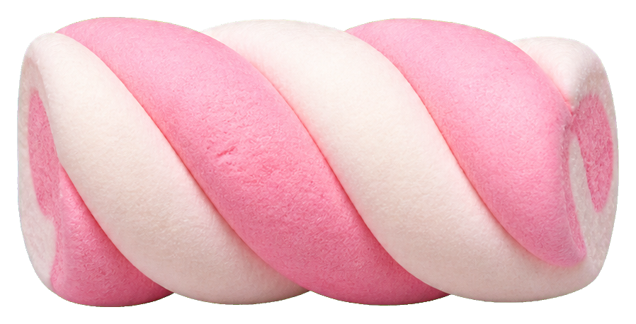 Pink and white twisted marshmallow candy sticker on a transparent background