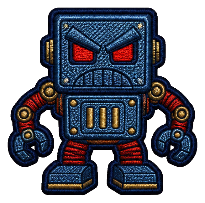 Preview for Embroidered Evil Robot Sticker