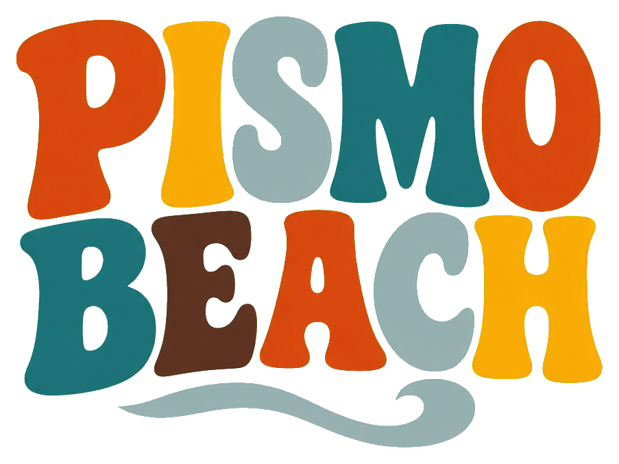 Retro multicolor Pismo Beach text sticker with wavy underline