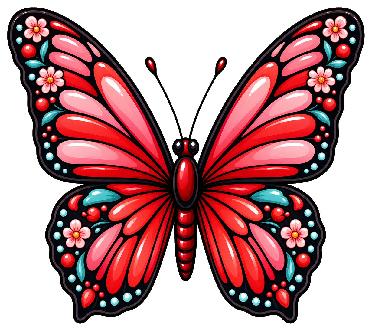 Preview for Red Butterfly Blossom Sticker