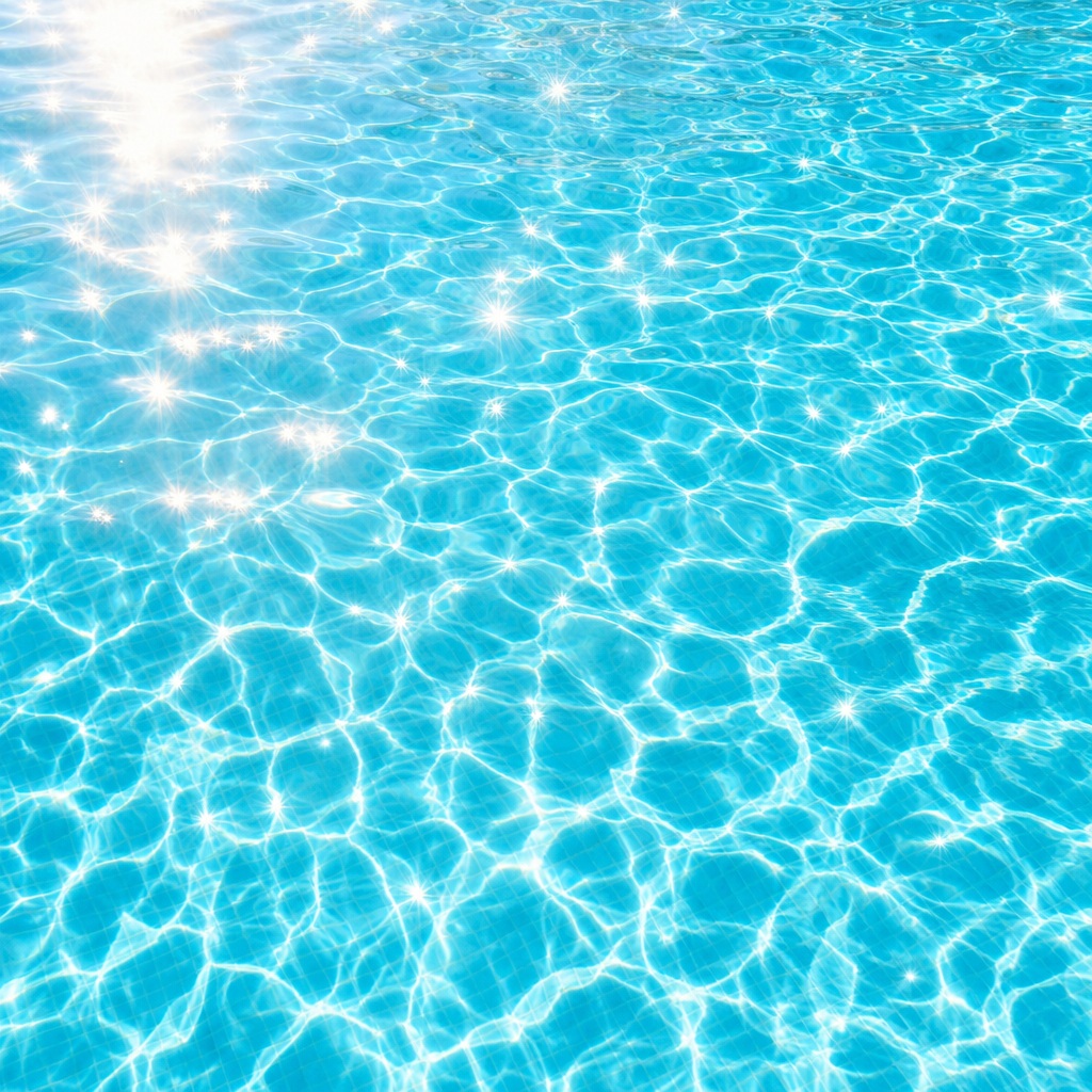 Bright blue pool water with sunlit sparkles and rippling light patterns