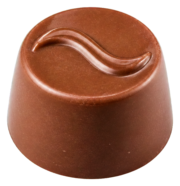 Realistic chocolate hazelnut praline candy with a smooth swirl on top