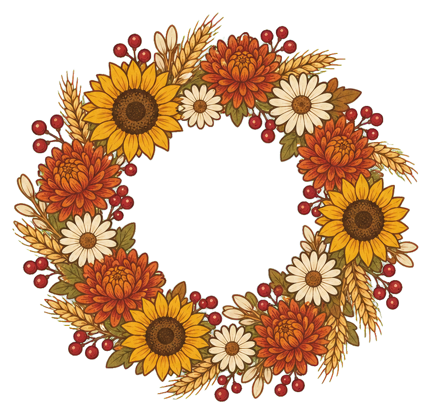 Preview for Autumn Flower Wreath Sticker