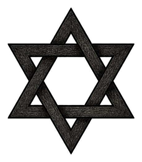 Dark dry brush ink Star of David symbol with layered hexagram lines