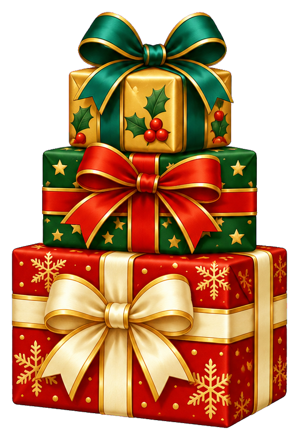 Preview for Three Christmas Presents With Ribbons