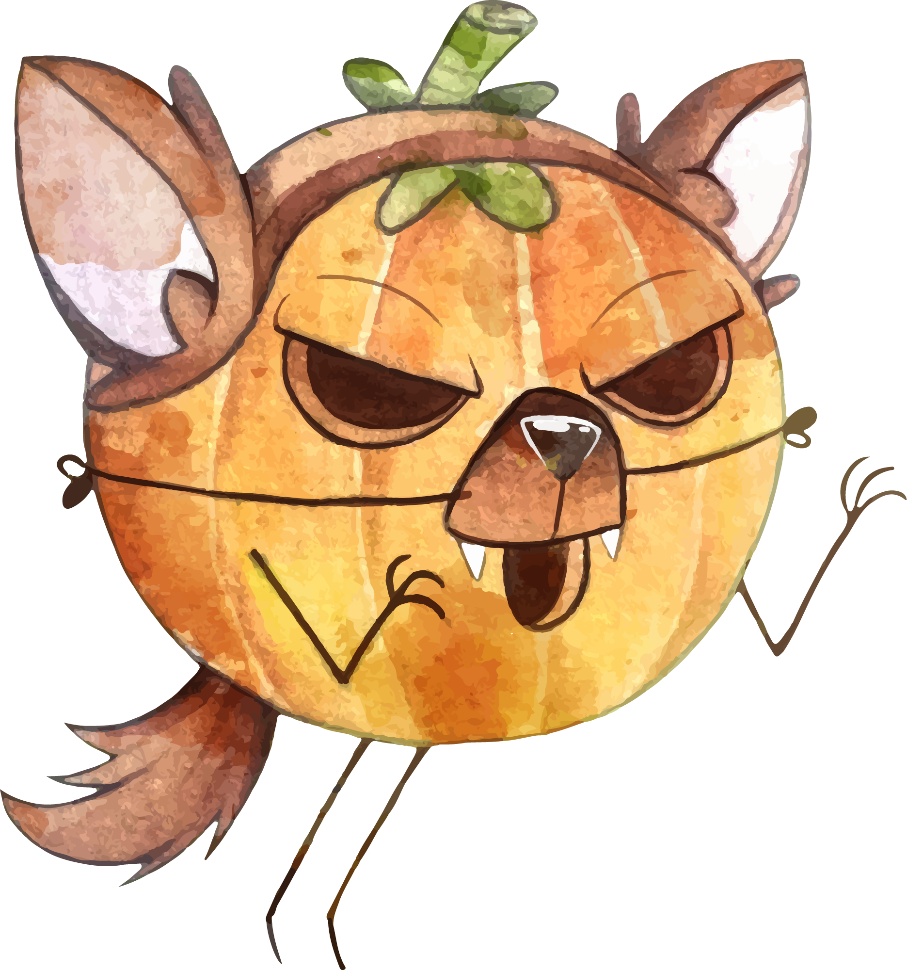 Preview for Angry-pumpkin-fox-character-halloween-watercolor-sticker-295a9