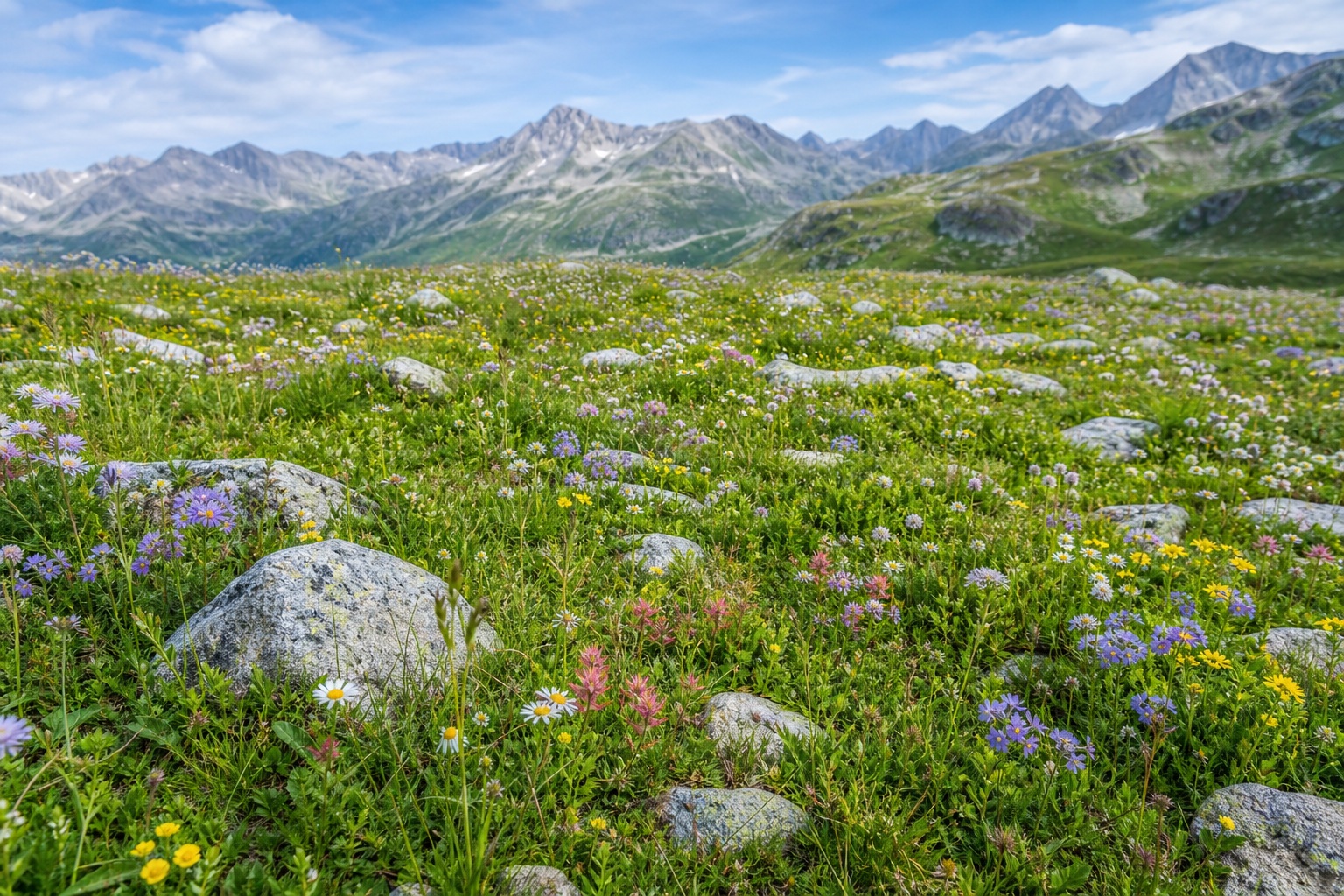 Preview for Clear Morning Alpine Meadow Background