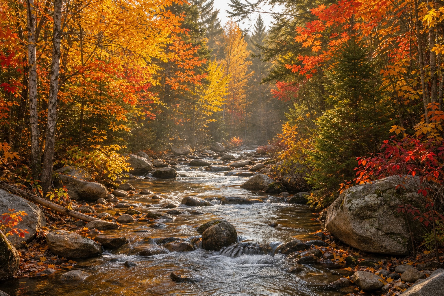 Preview for Golden Afternoon Rocky Stream Fall Background
