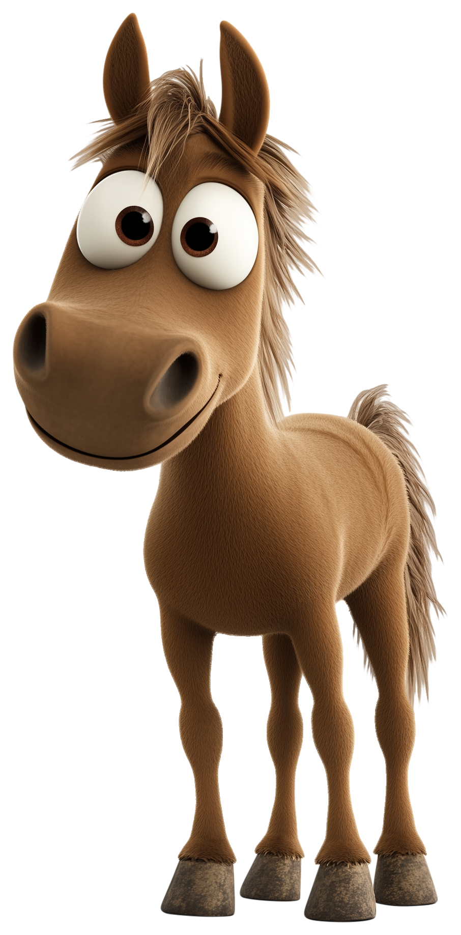 A cute 3D cartoon horse sticker with big eyes and a friendly expression.