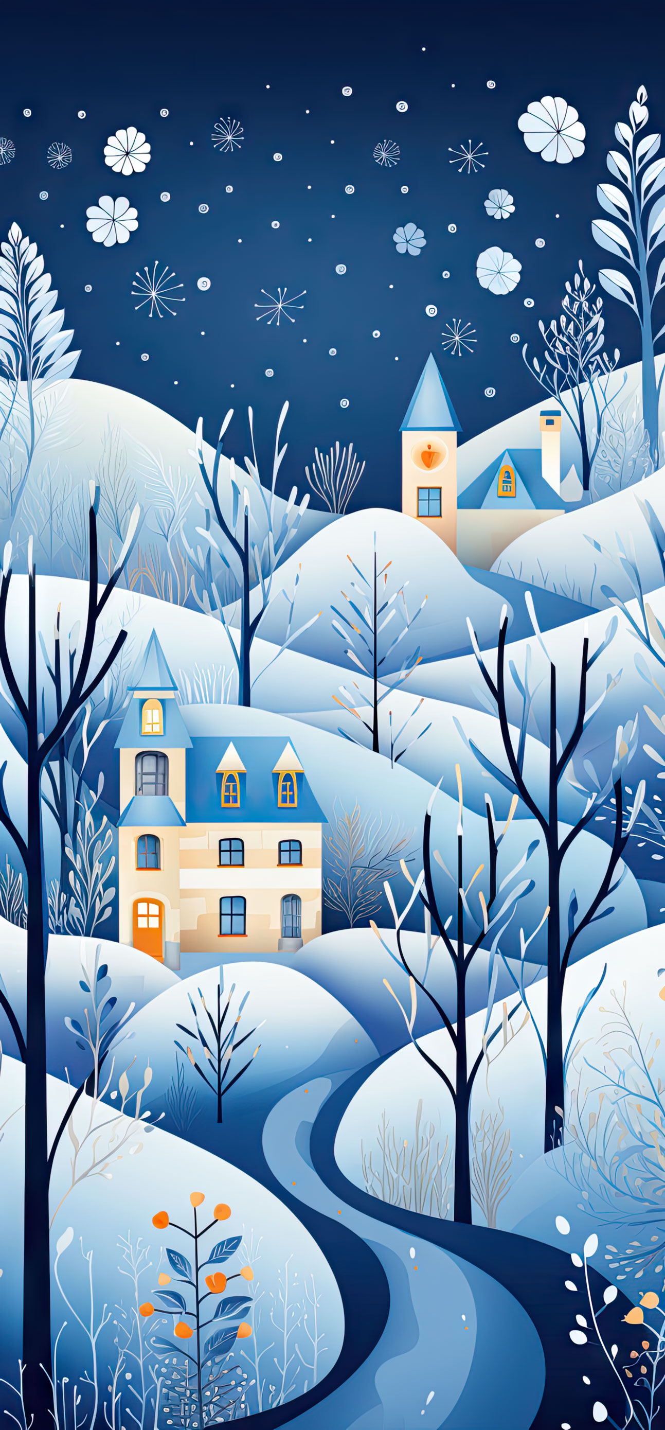 Preview for Winter-landscape-illustration-christmas-phone-background-8f2c2