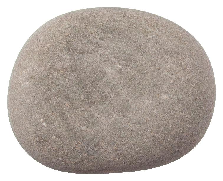A smooth gray pebble with a rounded, slightly oval shape.