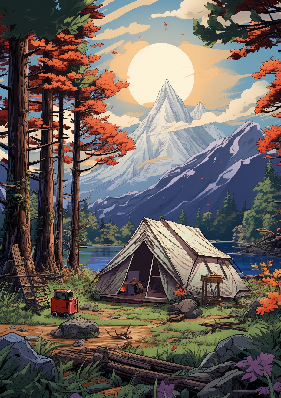 Preview for Camping Mountain Forest Background