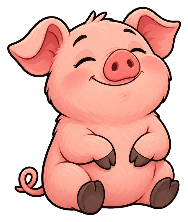 Preview for Satisfied Pink Piglet Sticker
