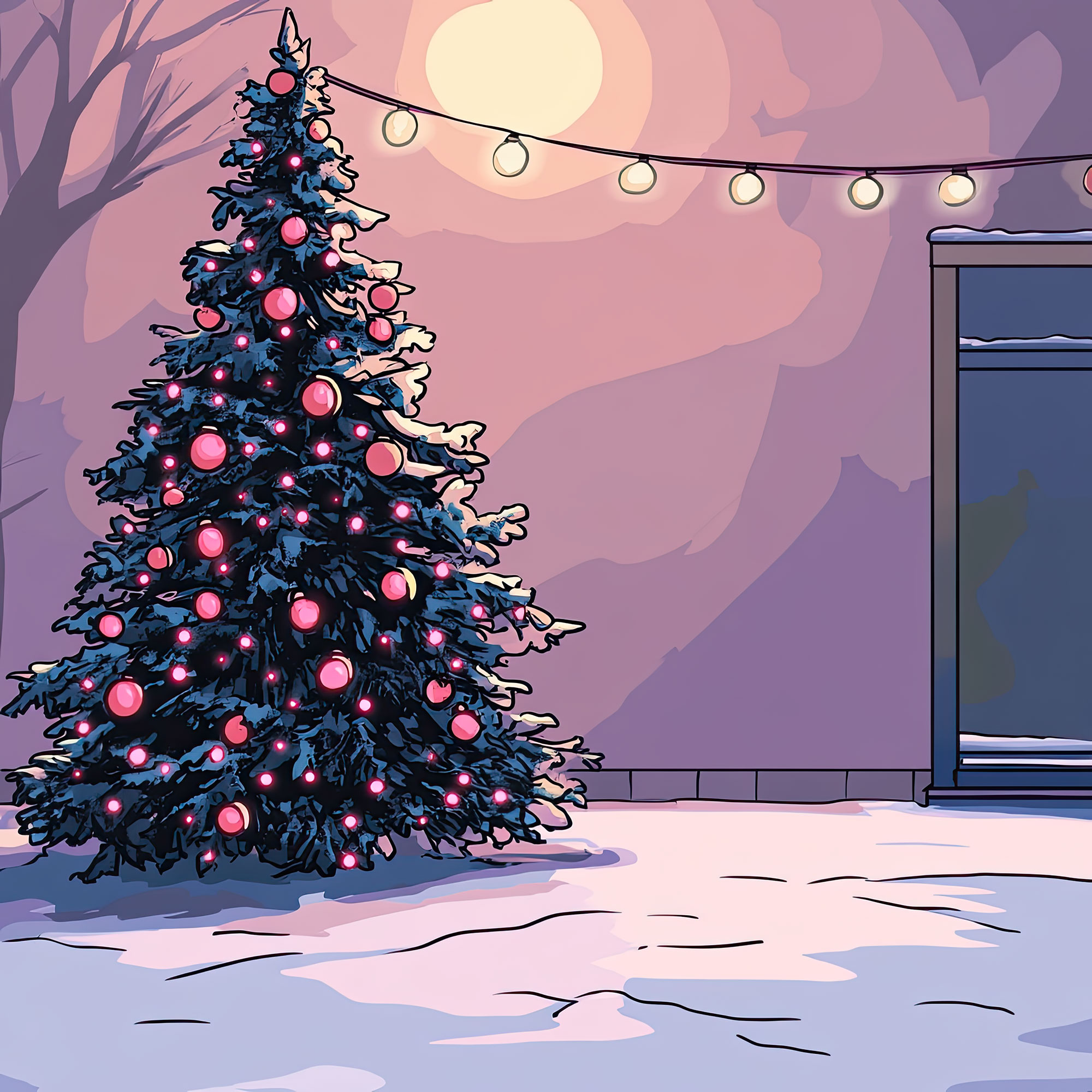 Preview for Winter-christmas-tree-scene-christmas-backdrop-background-f0490