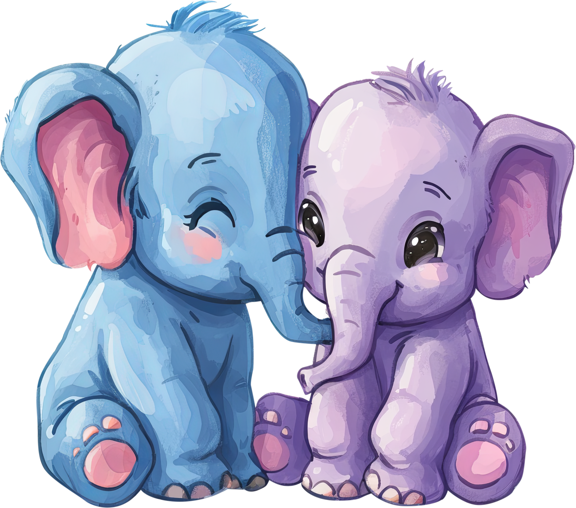 Preview for Cartoon-elephants-illustration-love-characters-sticker-3ecae