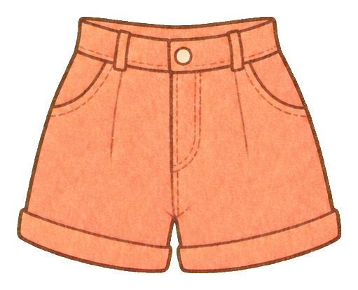 Peach high-waist shorts illustrated as a sticker graphic