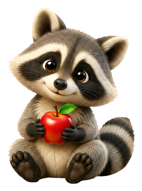 Preview for 3d Garden Animals Raccoon With Apple
