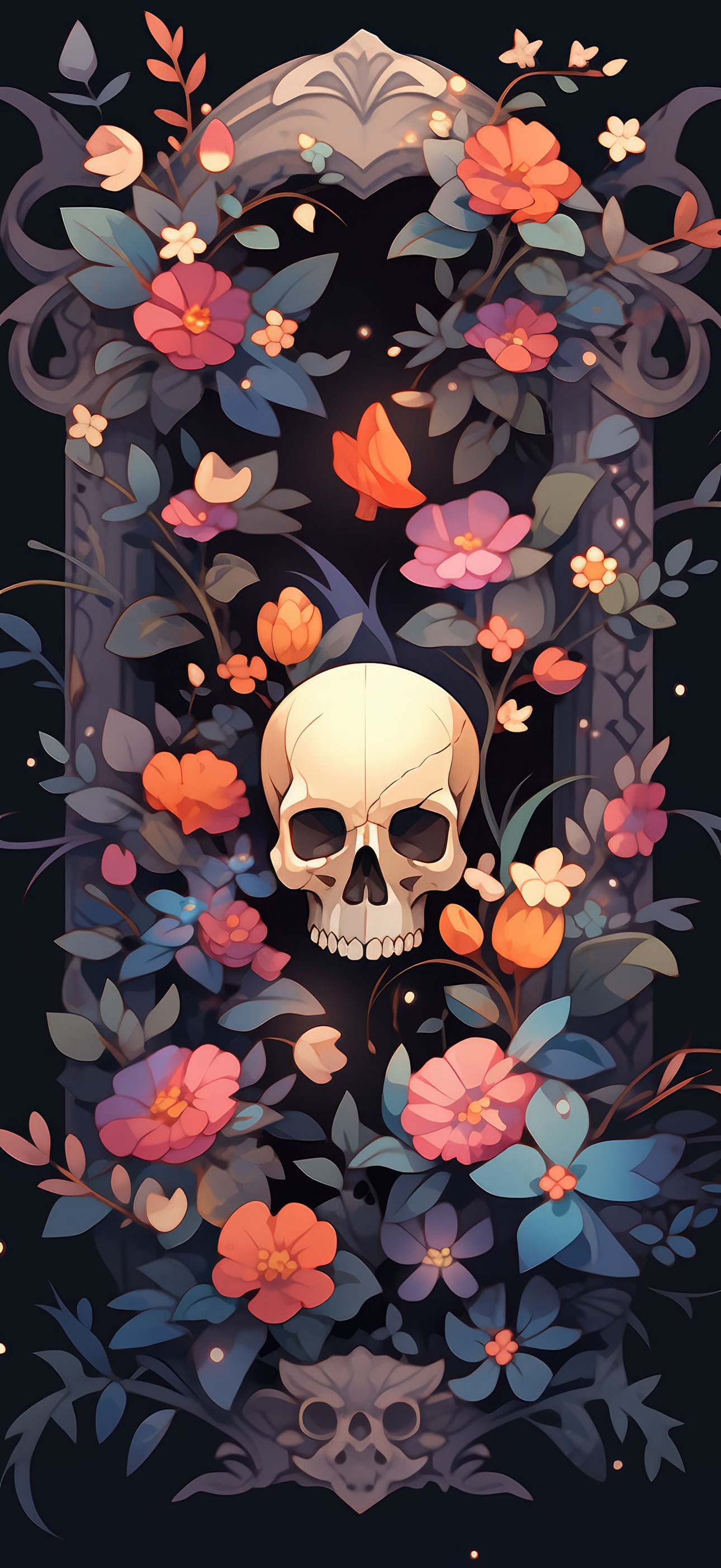 Preview for Floral-skull-digital-art-halloween-phone-background-119ae