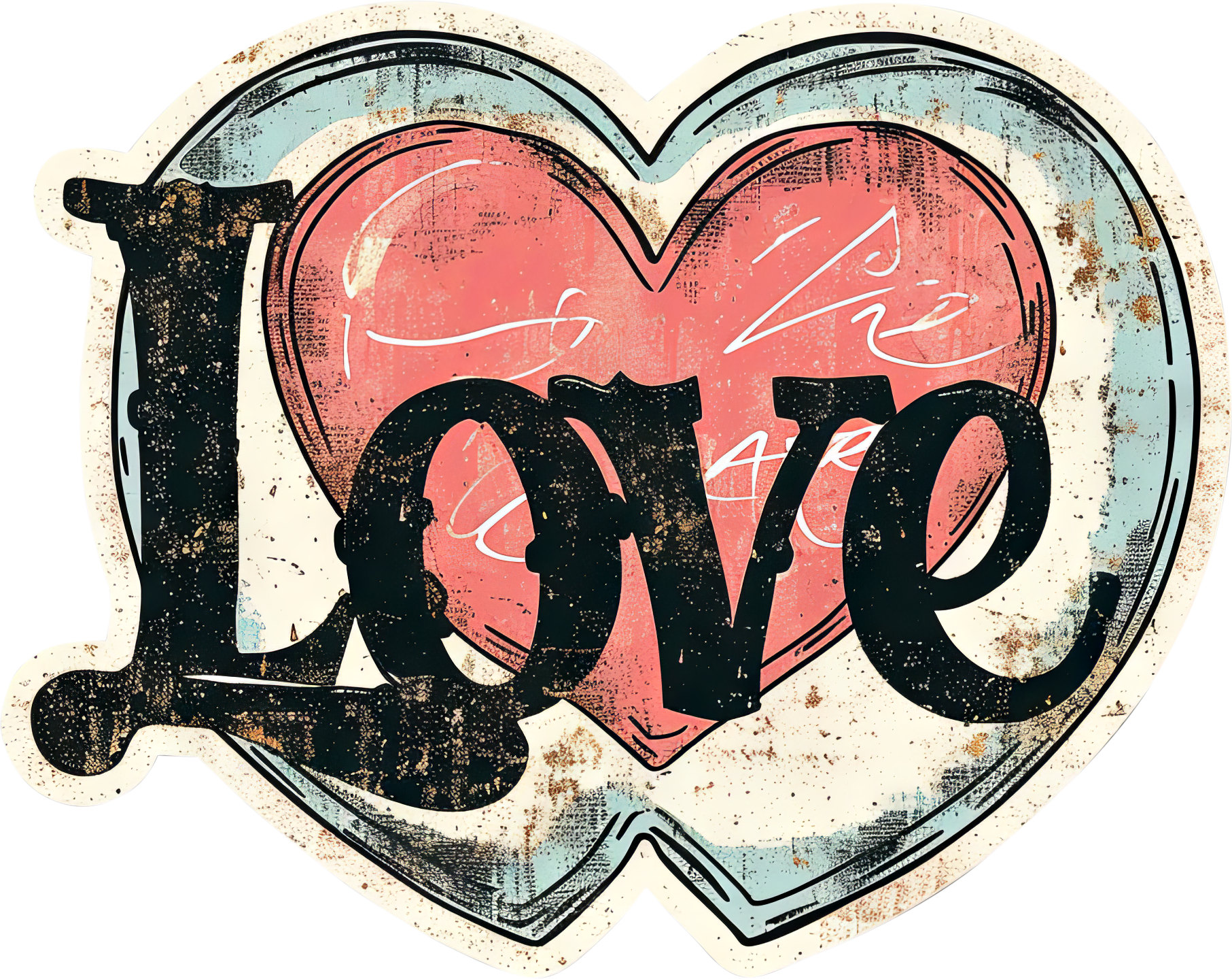 Preview for Distressed-love-heart-design-love-design-sticker-5f0f5