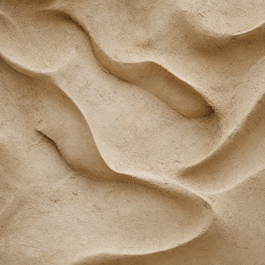 Soft organic clay forms with layered earth-tone texture and rounded natural shapes
