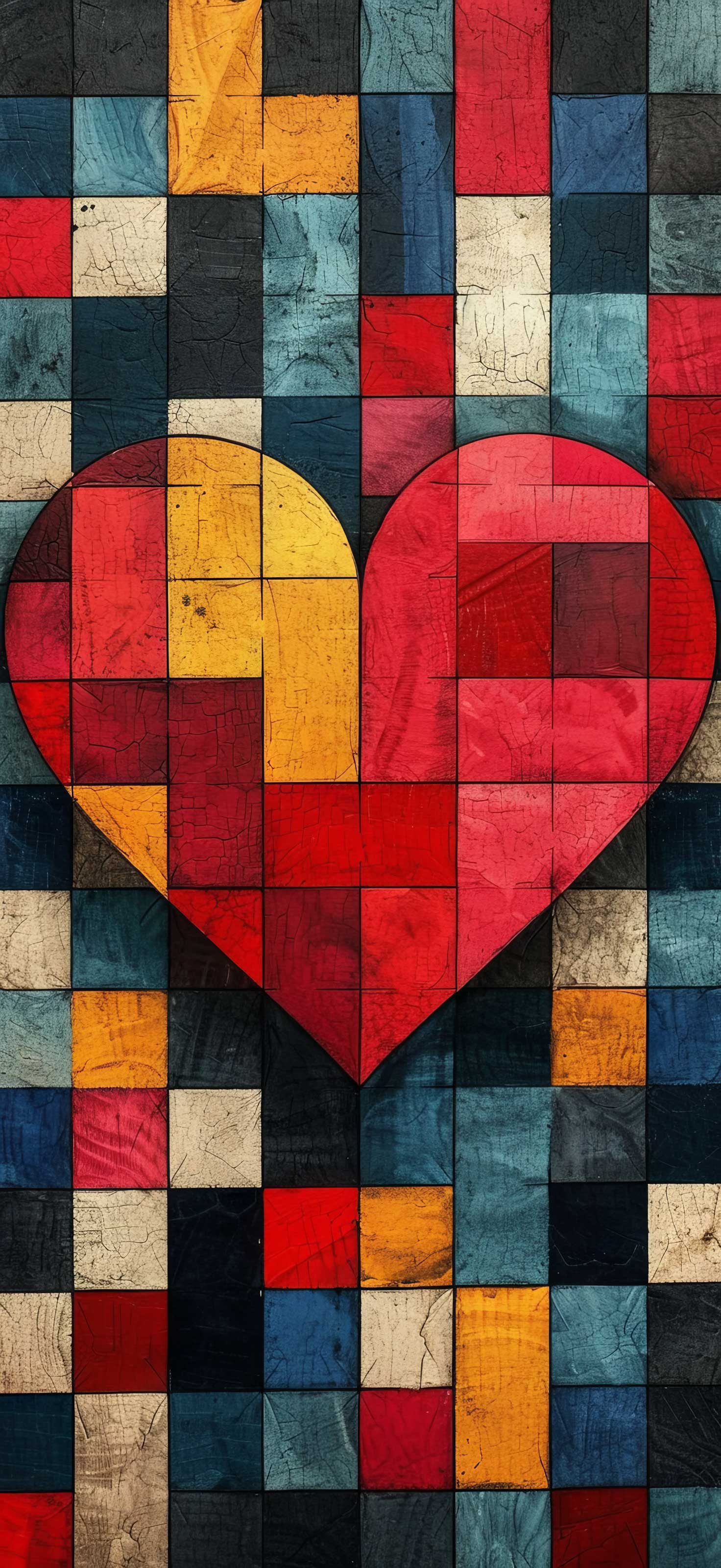 Preview for Mosaic-heart-art-template-heart-phone-background-33f60