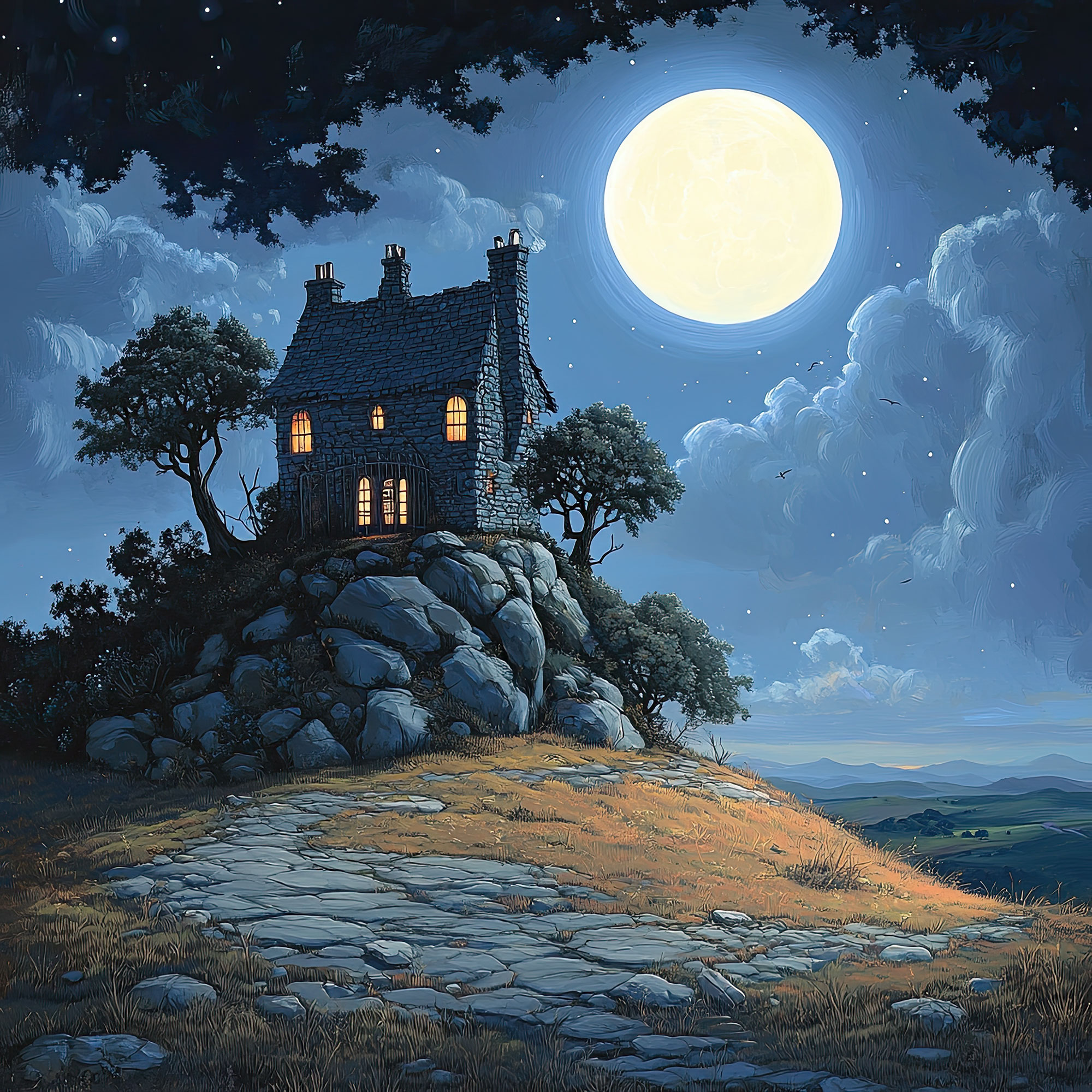 Preview for Moonlit-cottage-hill-spooky-backdrop-background-1309b