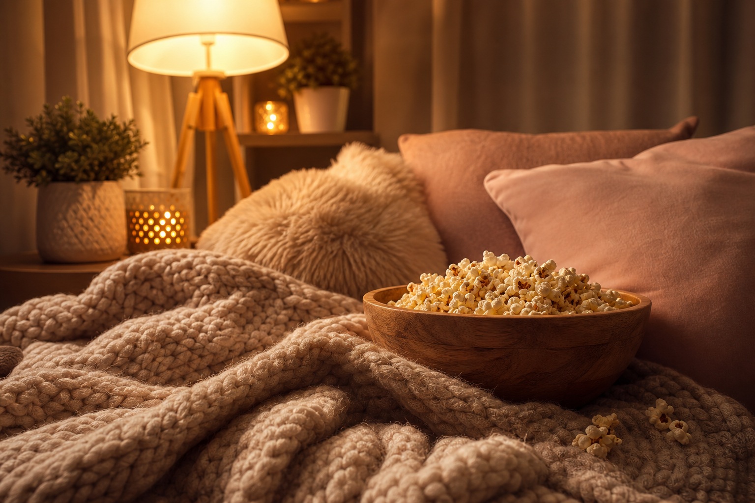 Preview for Cozy Movie Night Background Stock Image