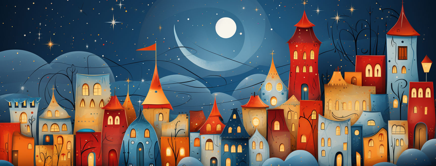 Preview for Whimsical-nighttime-village-scene-christmas-cover-background-cc141