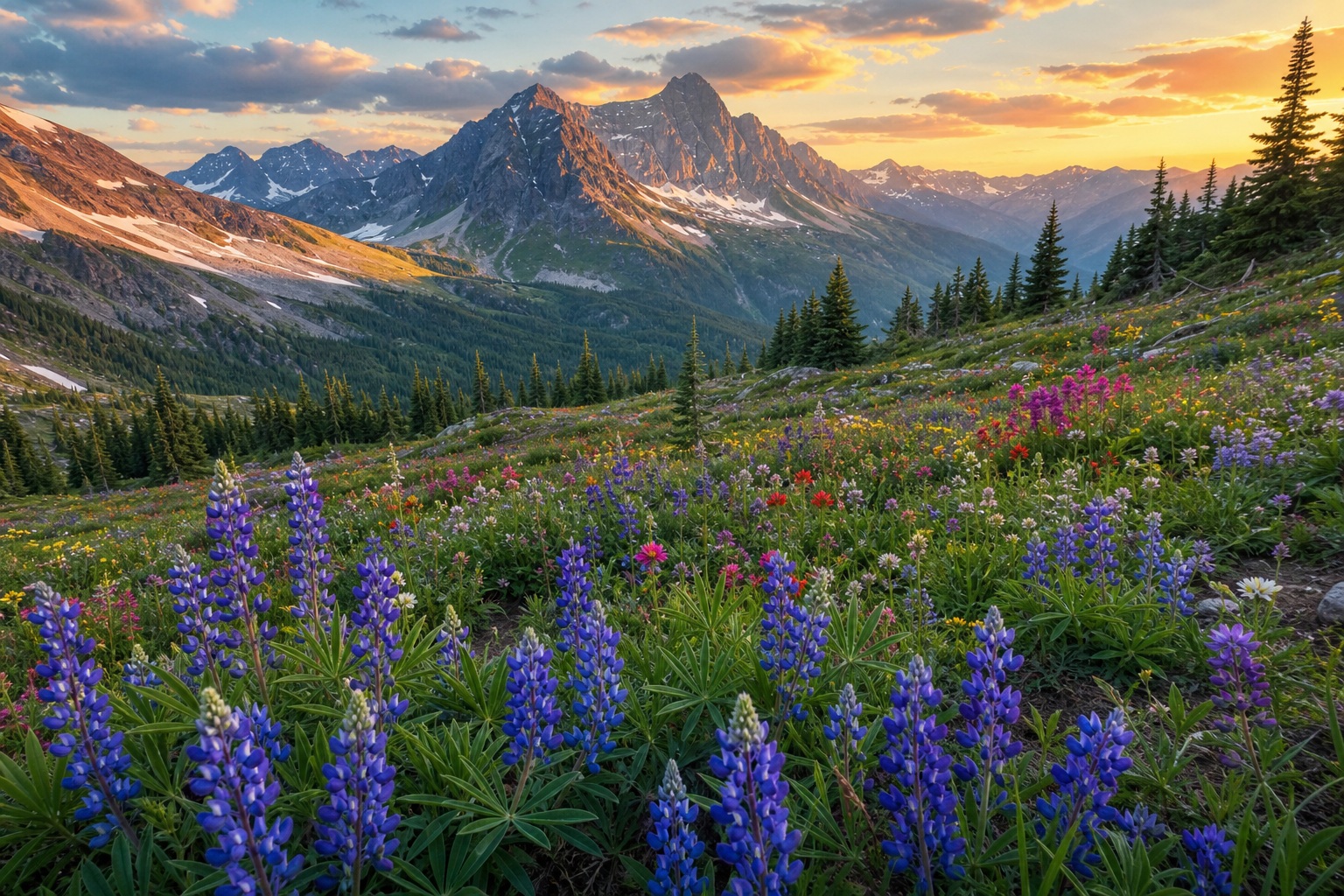 Preview for Alpine Flower Meadow Stock Background