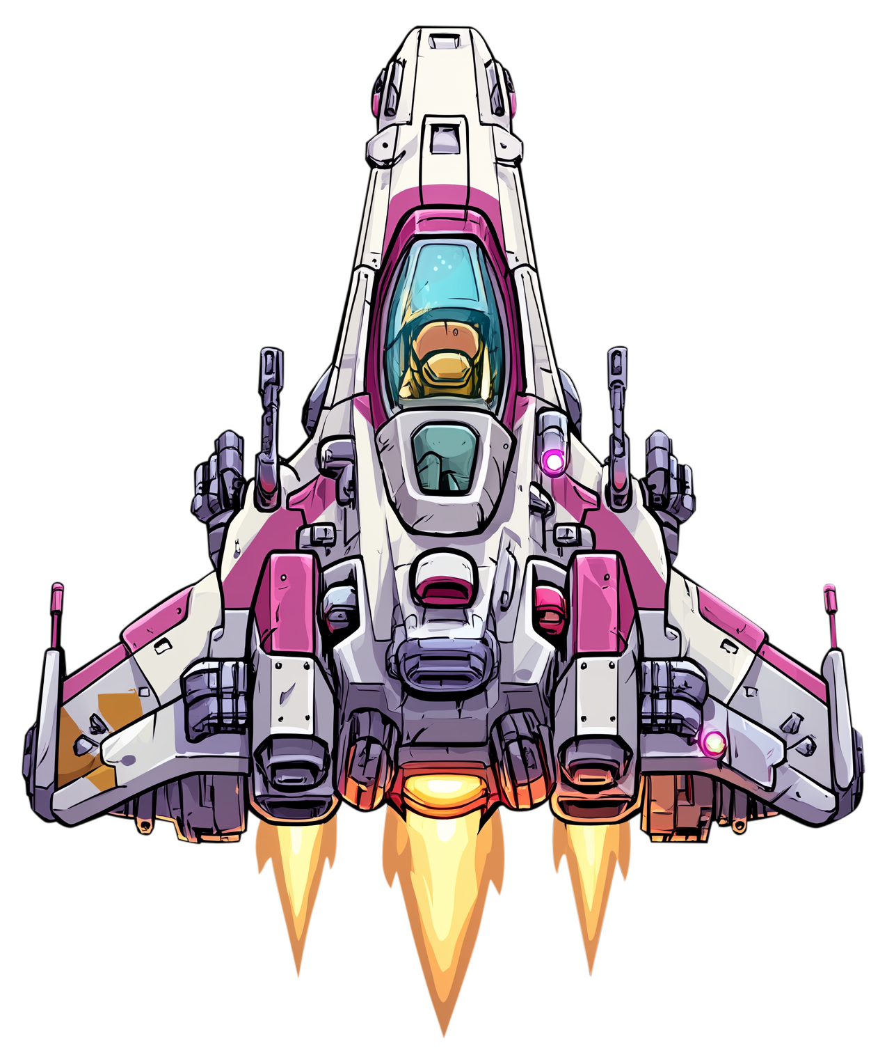 Preview for Futuristic-spaceship-pixel-art-sticker-ec04c