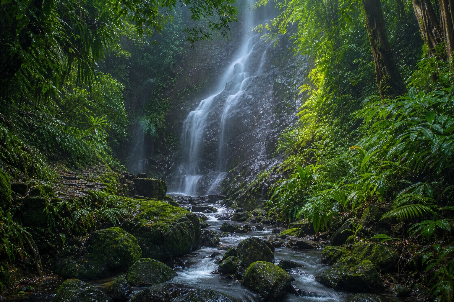 Preview for Rainforest Waterfall Stock Background
