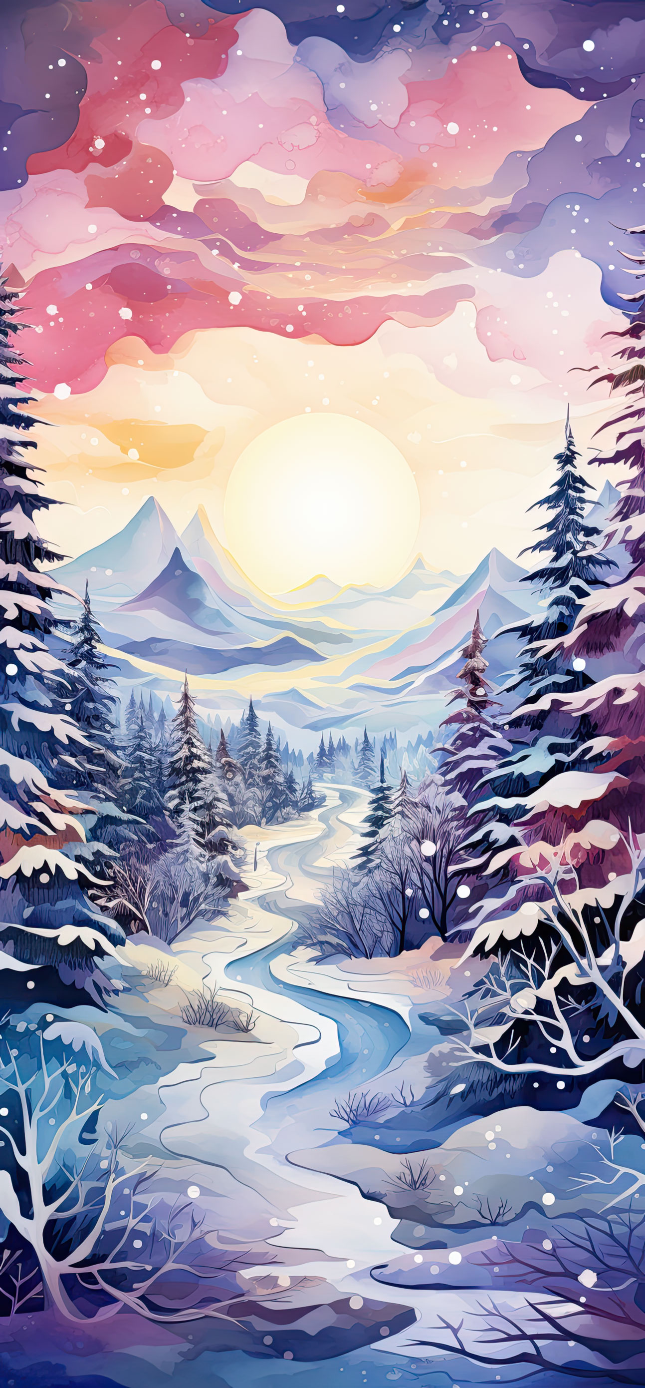 Preview for Winter-landscape-painting-christmas-phone-background-22f88