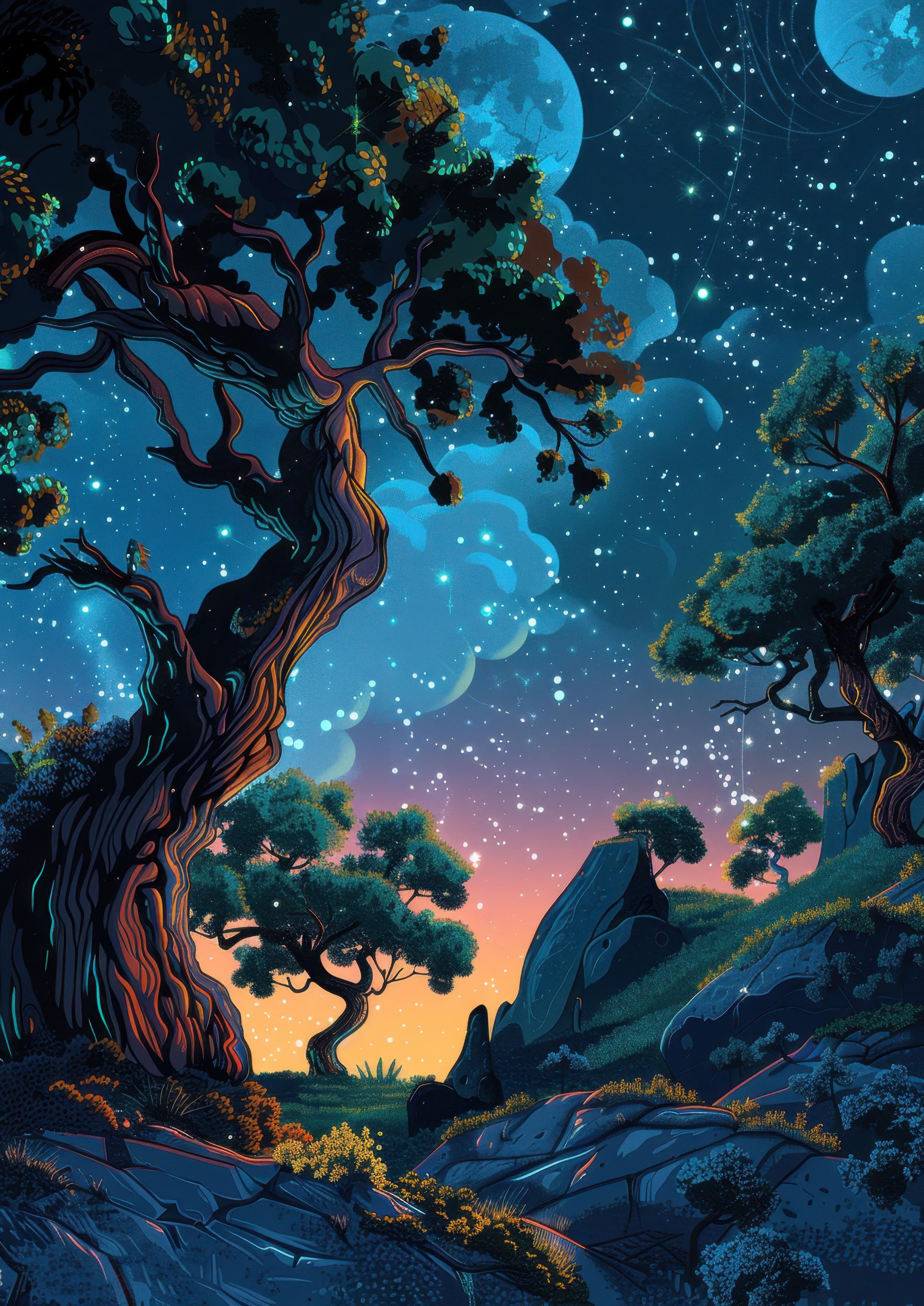 Preview for Cosmic-tree-landscape-art-astrophotography-photo-background-52f70