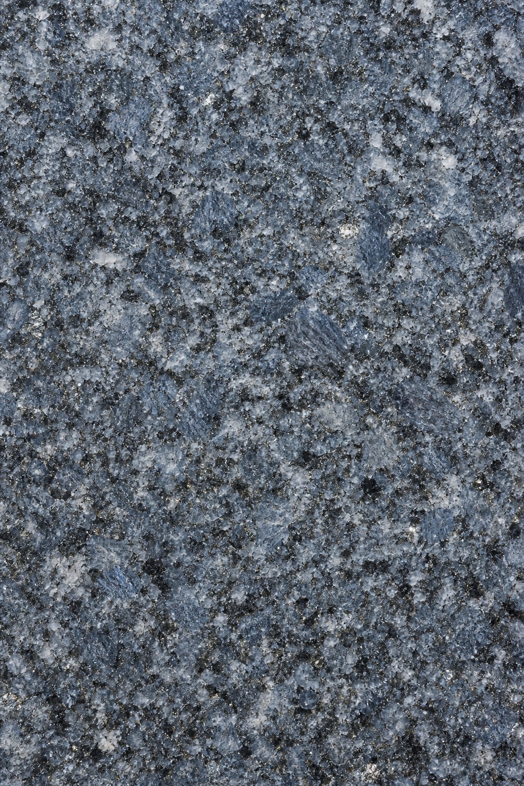 Blue gray polished granite texture with fine mineral grain and subtle shimmer