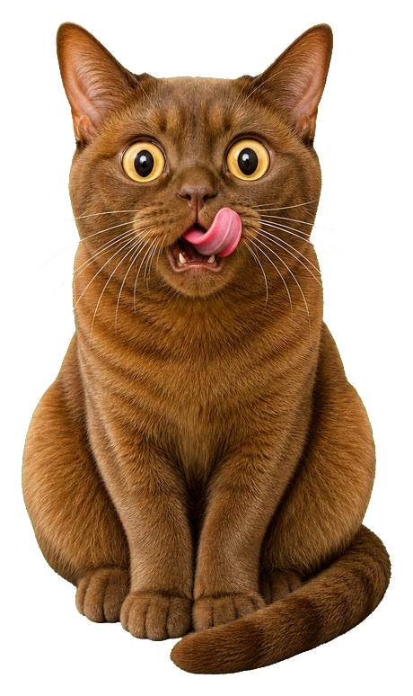 Preview for Hungry Brown Cat Lick Sticker