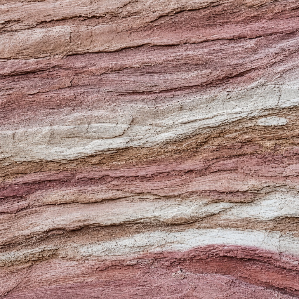Layered rose clay stone texture with weathered ridges and sediment bands