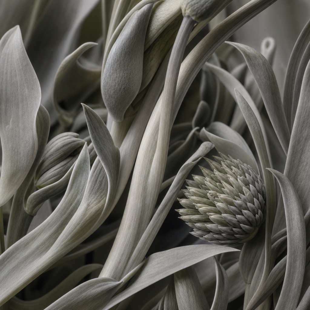 Preview for Neutral Gray Floral Stem Study Background