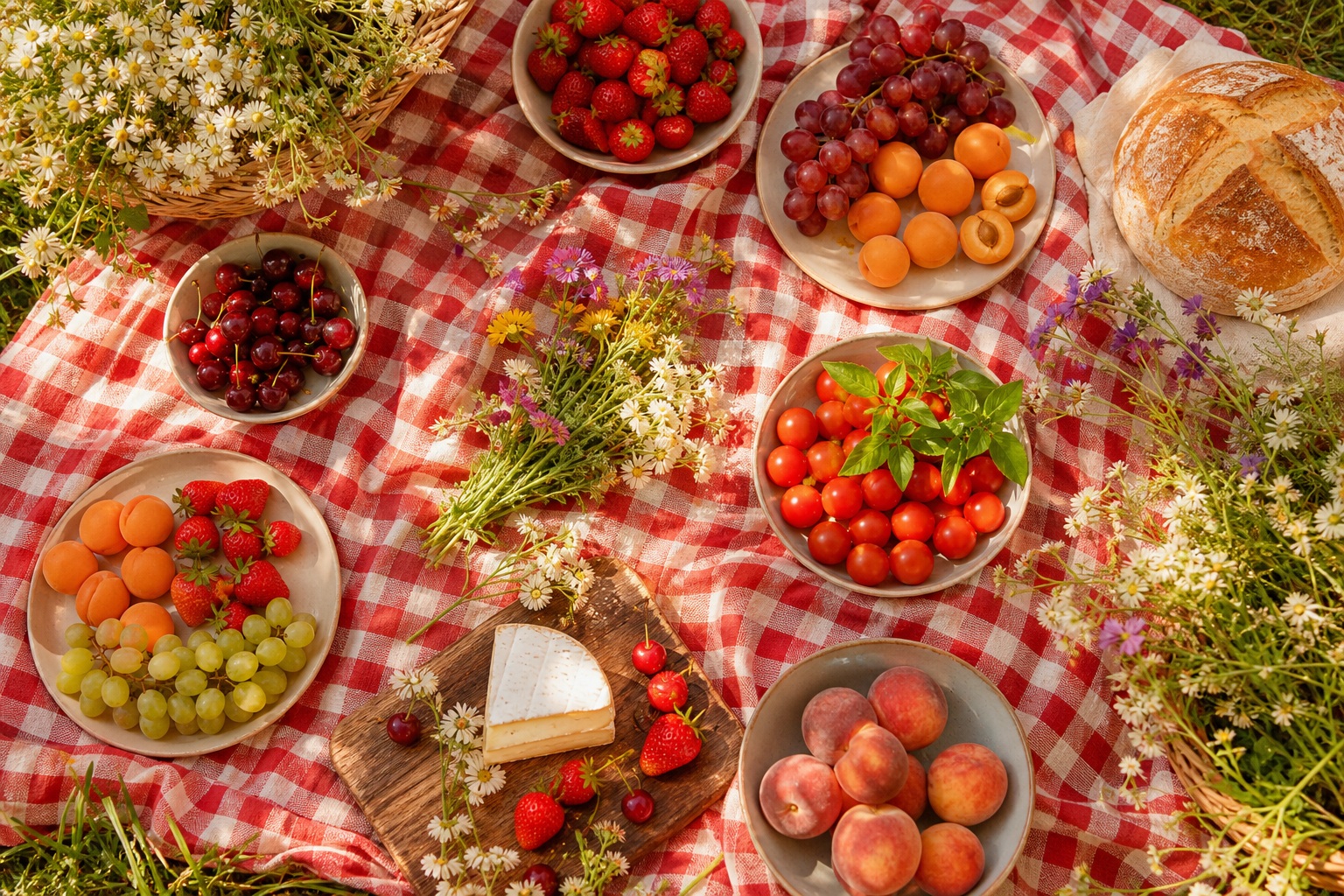 Preview for Sunlit Red Gingham Picnic Background
