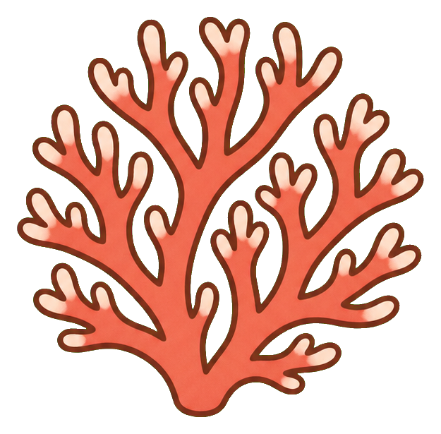 Coral reef branch with cream-tipped coral arms in warm pink-orange tones.
