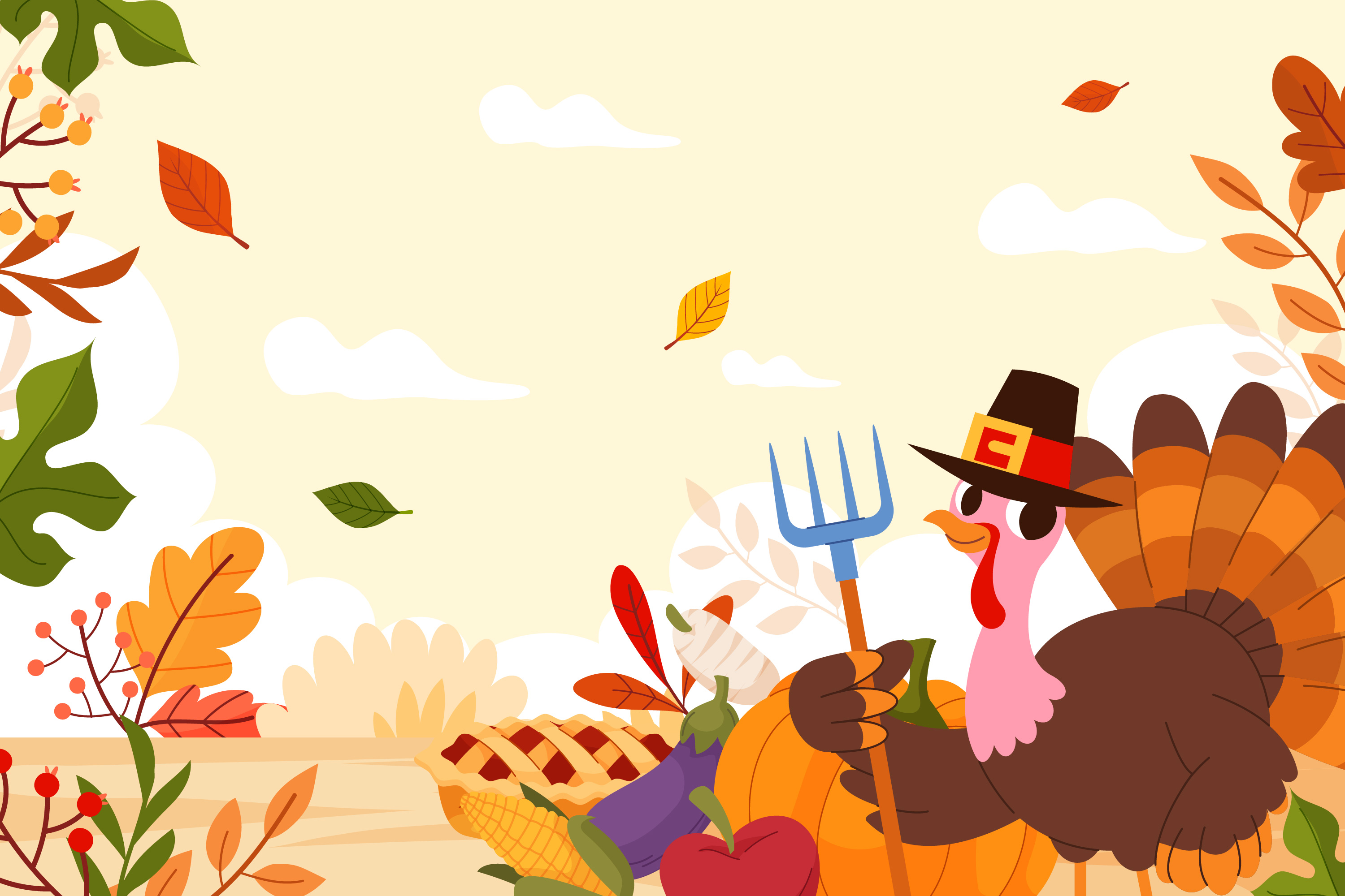 Preview for Thanksgiving-turkey-farmer-illustration-fall-background-27562
