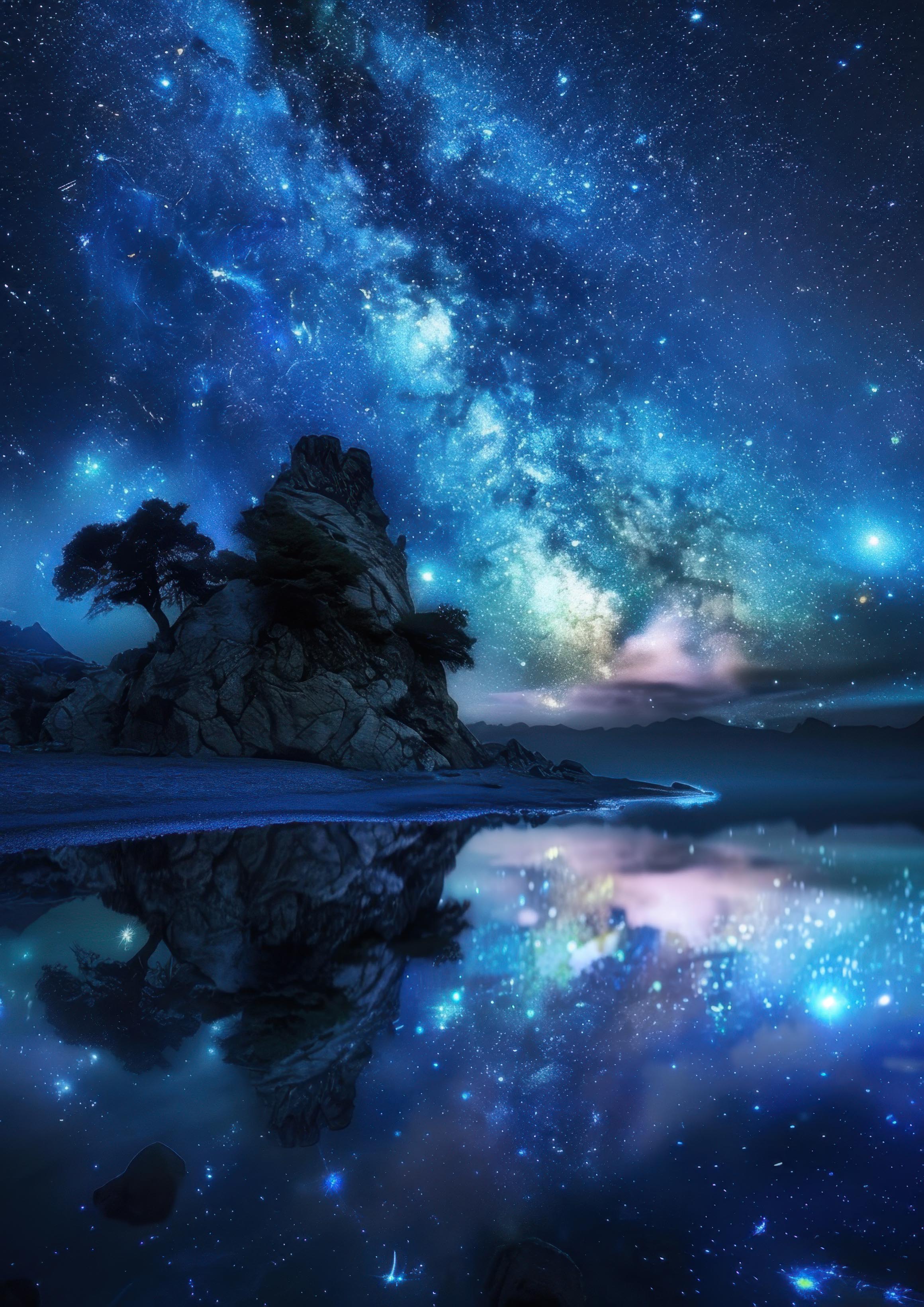 Preview for Night-sky-reflection-milky-way-astrophotography-photo-background-44134