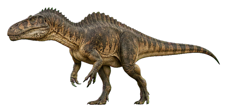 Realistic side-view Acrocanthosaurus dinosaur sticker with a high ridge along its back